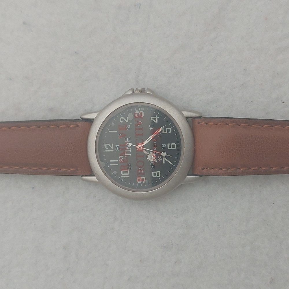 TIME MAGAZINE Unisex quartz Silver Tone Brown Leather Watch NIB